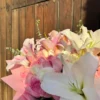 ramo de rosas blancas con rosa y lirios